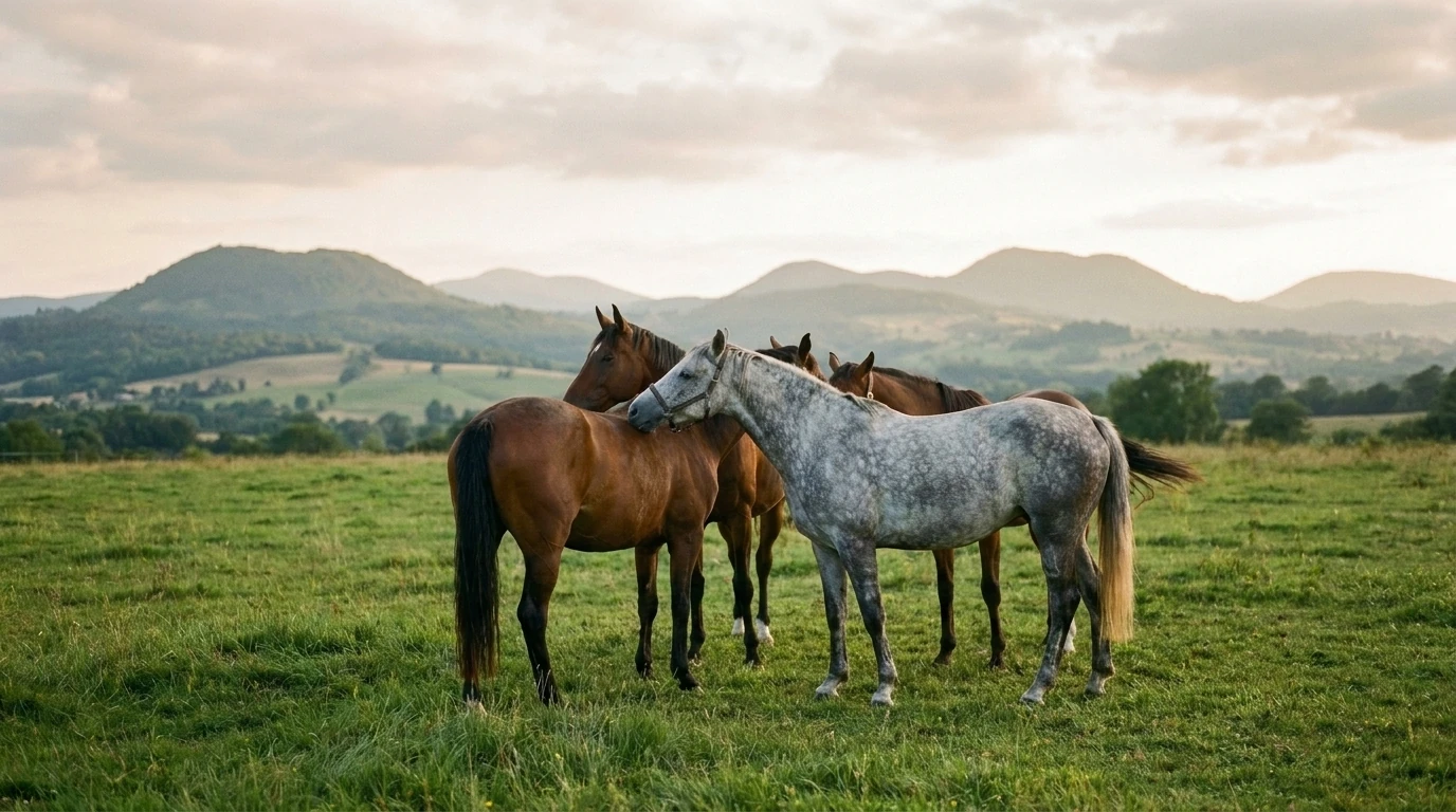 Les chevaux du LES ECURIES ANICIENNES en liberté, Haute-Loire